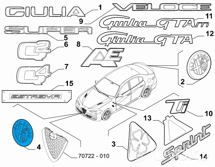 Alfa Romeo Giulia Valmistajan merkki/logo/tunnus 50568187