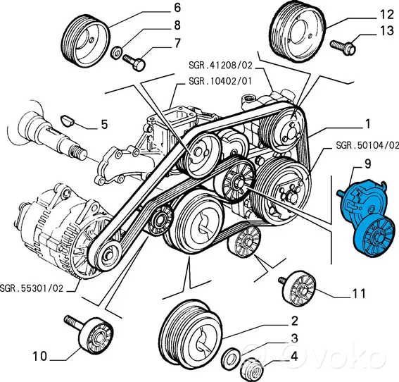 Alfa Romeo 147 Alternator belt tensioner 55190053