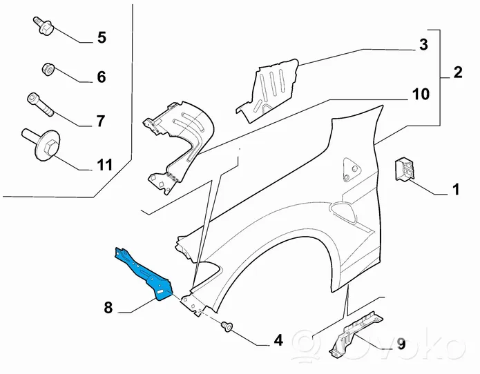 Alfa Romeo Giulia Supporto di montaggio del parafango 50532790