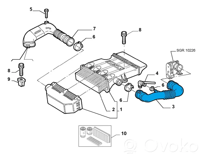 Fiat Punto (188) Rura / Wąż dolotowy powietrza 46774032