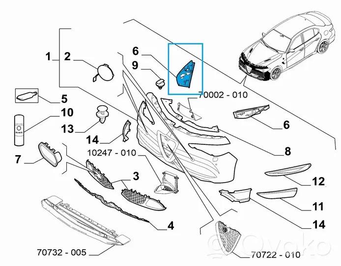 Alfa Romeo Giulia Viršutinė dalis radiatorių panelės (televizoriaus) 50541250