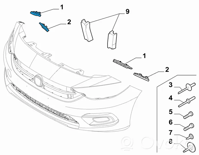 Fiat Tipo Staffa di rinforzo montaggio del paraurti anteriore 52082387