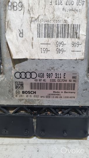 Audi A6 C7 Moottorin ohjainlaite/moduuli 4G0907311E