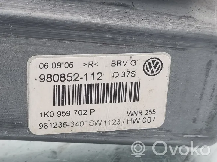 Volkswagen PASSAT B6 Silniczek podnośnika szyby drzwi przednich 1K0959702P