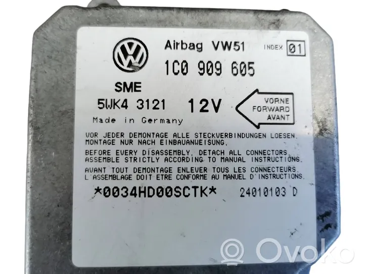 Volkswagen PASSAT B5 Airbag control unit/module 1C0909605