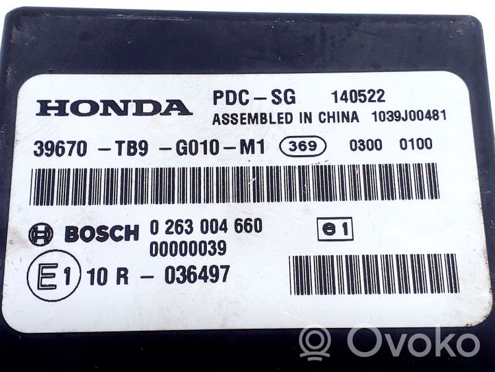 Honda Civic IX Pysäköintitutkan (PCD) ohjainlaite/moduuli 39670TB9G010M1