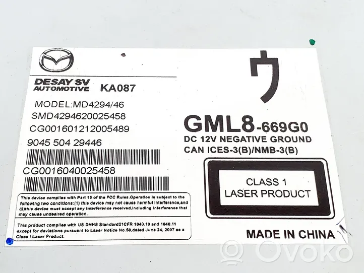 Mazda 6 Radio/CD/DVD/GPS-pääyksikkö GML8669G0