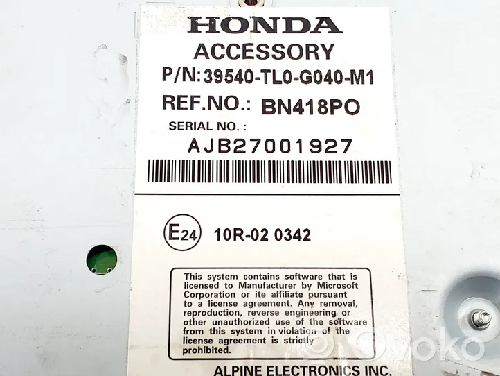 Honda Accord Changeur CD / DVD 39540TL0G040M1
