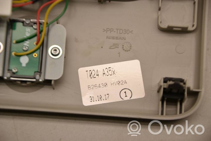 Nissan Qashqai Priekinių vietų apšvietimo žibintas B26430HV02A