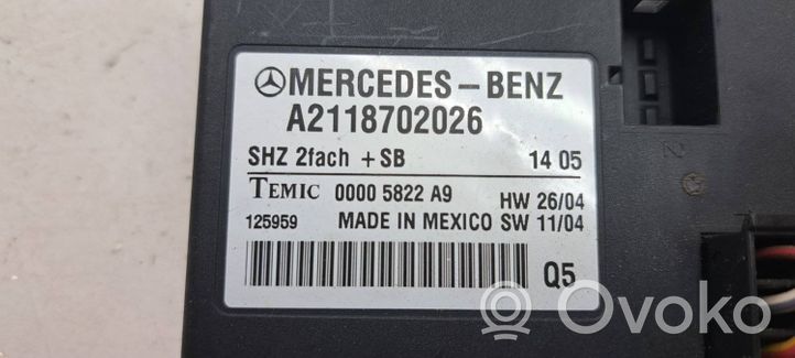 Mercedes-Benz CLS C219 Modulo di controllo sedile A2118702026