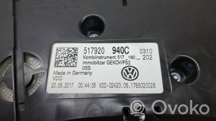 Volkswagen Golf Sportsvan Tachimetro (quadro strumenti) 517920940C