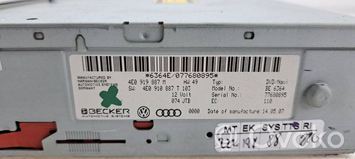 Audi A6 S6 C6 4F Unità di navigazione lettore CD/DVD 4E0919887M