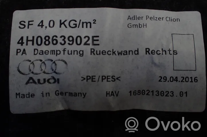 Audi A8 S8 D4 4H Palomuurin äänieristys 4H0863902E