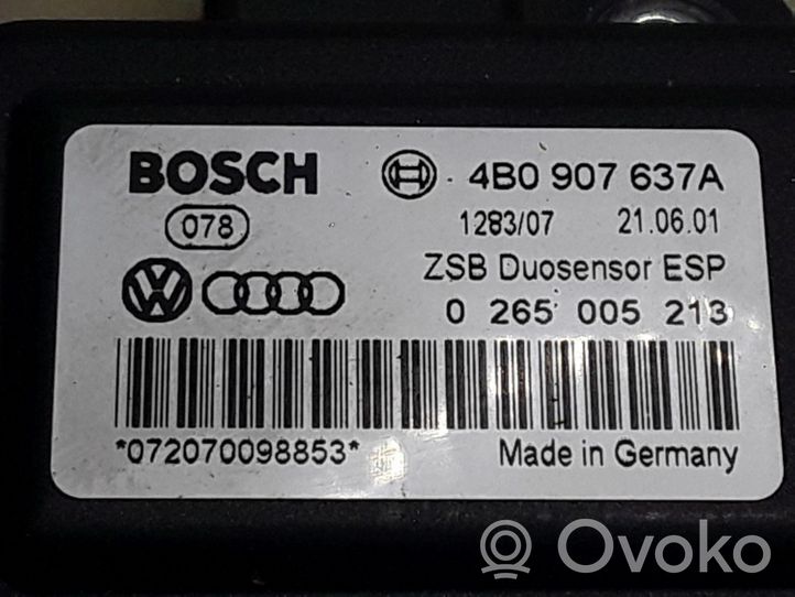 Audi A4 S4 B5 8D ESP (elektroniskās stabilitātes programmas) sensors (paātrinājuma sensors) 4B0907637A