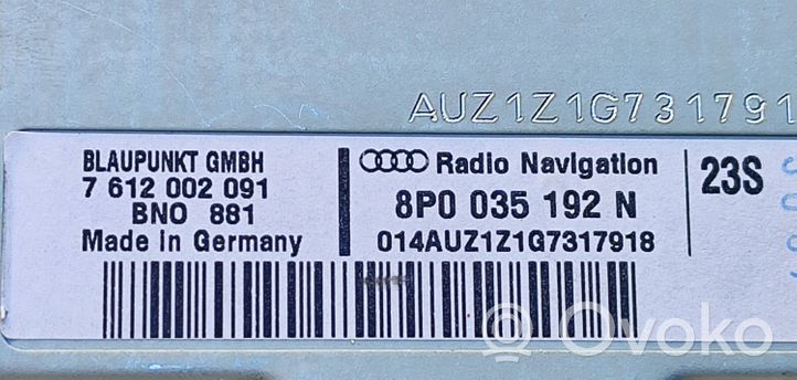 Audi A3 S3 A3 Sportback 8P Radio/CD/DVD/GPS-pääyksikkö 8P0035192N