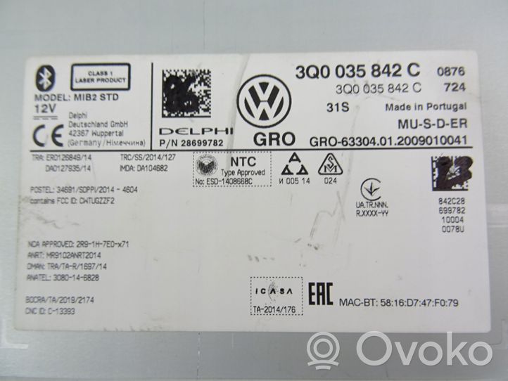 Volkswagen T-Roc Navigaatioyksikkö CD/DVD-soitin 3Q0035842C