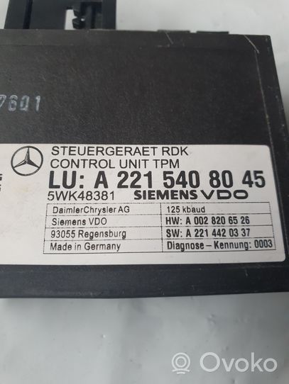 Mercedes-Benz S W221 Padangų slėgio valdymo blokas A2215408045