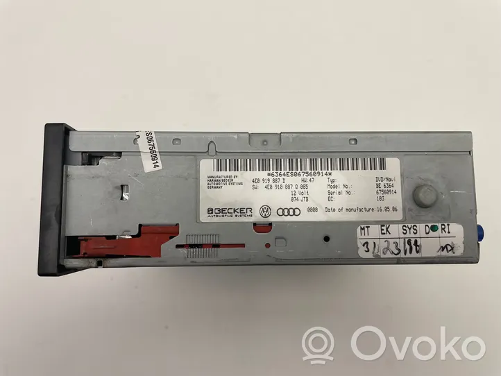 Audi A8 S8 D3 4E Navigation unit CD/DVD player 4E0919887D