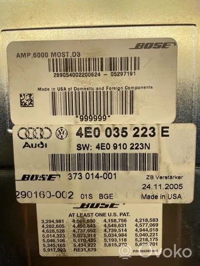 Audi A8 S8 D3 4E Amplificateur de son 4E0035223E