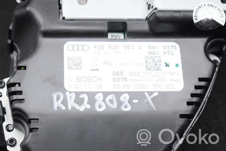 Audi A7 S7 4G Tachimetro (quadro strumenti) 4G8920981S