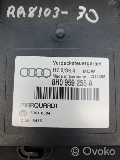 Audi A4 S4 B6 8E 8H Unité de commande / module de toit ouvrant 8H0959255A