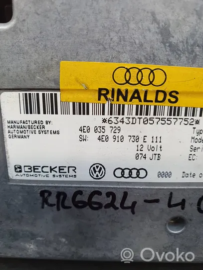 Audi A8 S8 D3 4E Unité de contrôle MMI 4E0910730F