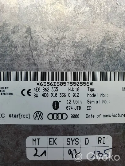 Audi A8 S8 D3 4E Centralina/modulo bluetooth 4E0862335