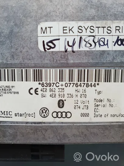 Audi A6 S6 C6 4F Unidad de control/módulo de bluetooth 4E0862335