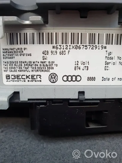 Audi A8 S8 D3 4E Monitori/näyttö/pieni näyttö 4E0919603F