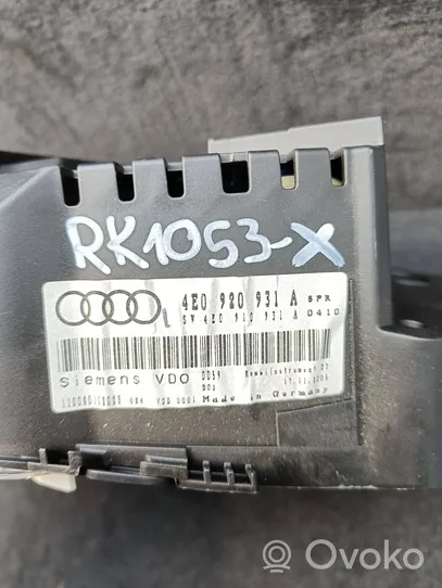 Audi A8 S8 D3 4E Compteur de vitesse tableau de bord 4E0920931A