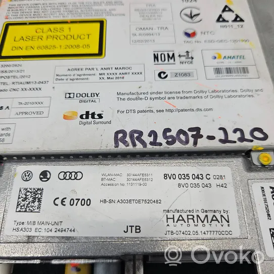 Audi A3 S3 A3 Sportback 8P Cambiador de CD/DVD 8V0035043C