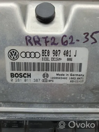 Audi A4 S4 B6 8E 8H Variklio valdymo blokas 8E0907401J