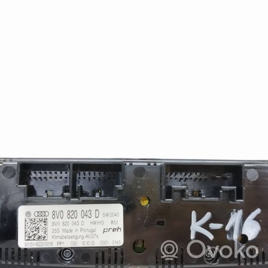 Audi A3 S3 8V Oro kondicionieriaus/ klimato/ pečiuko valdymo blokas (salone) 8V0820043D