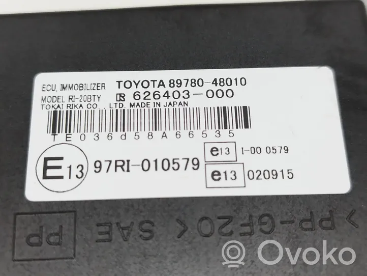 Lexus RX 330 - 350 - 400H Unité de commande dispositif d'immobilisation 8978048010