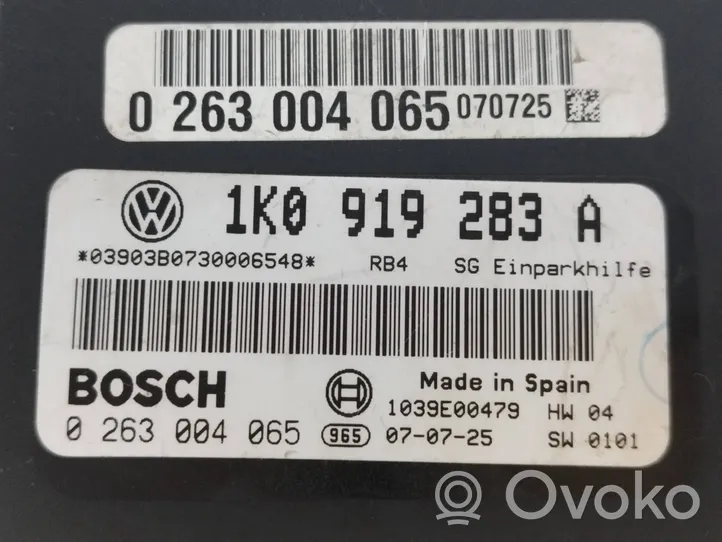 Volkswagen Golf Plus Parkavimo (PDC) daviklių valdymo blokas 1K0919283A