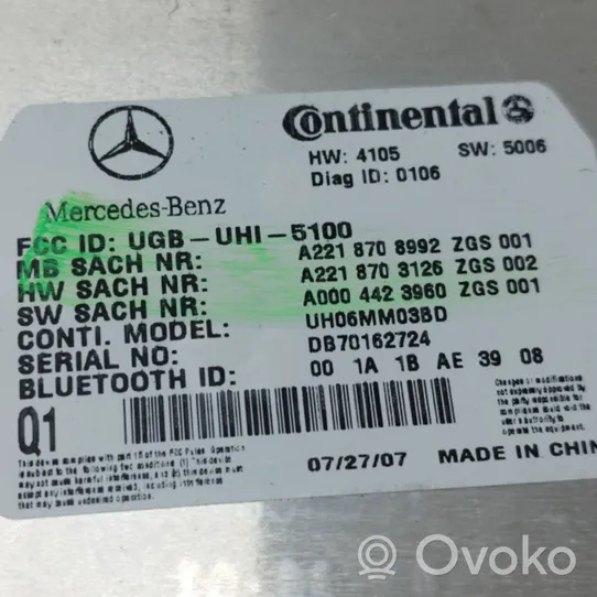 Mercedes-Benz S W221 Bluetooth modulis A2218708992