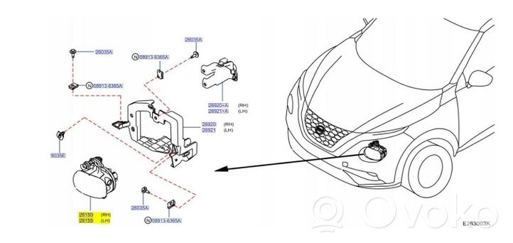 Nissan Juke II F16 Etusumuvalo 26155-00q0e 