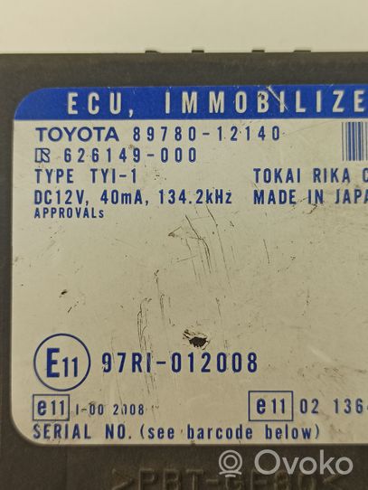 Toyota Corolla E120 E130 Ajonestolaitteen ohjainlaite/moduuli 8978012140