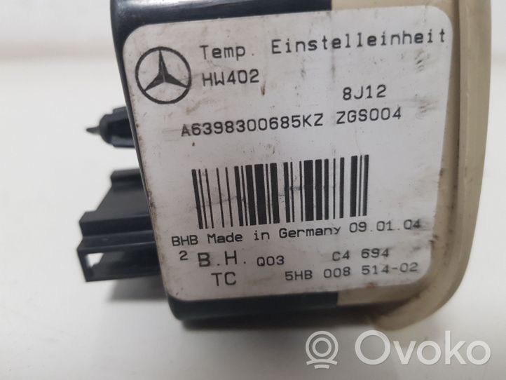 Mercedes-Benz Vito Viano W639 Ilmastointi-lämmityslaitteen ohjausjärjestelmä A6398300685KZ