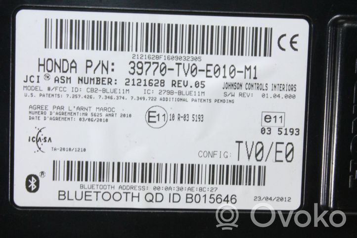 Honda Civic IX Bluetoothin ohjainlaite/moduuli 39770TV0E010M1