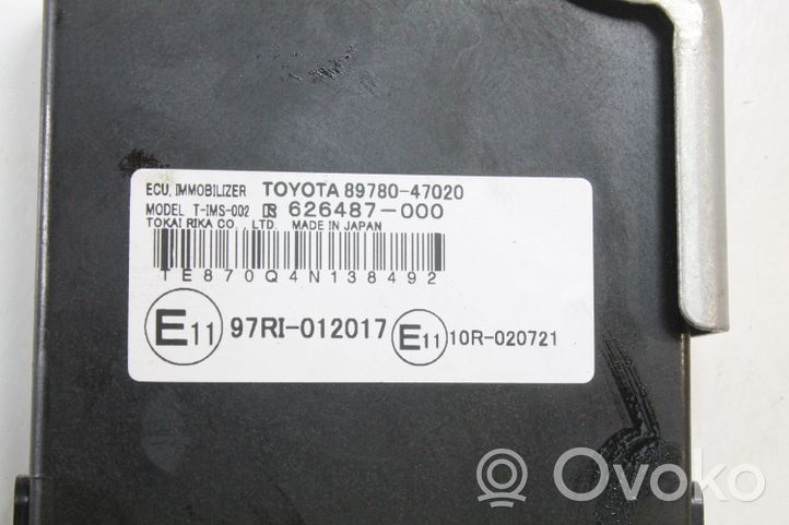 Toyota Prius (NHW20) Moduł / Sterownik immobilizera 8978047020