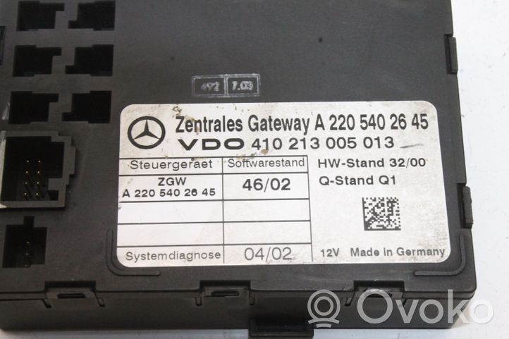 Mercedes-Benz S W220 Gateway valdymo modulis A2205402645