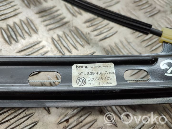 Volkswagen Golf VII Mechanizm podnoszenia szyby tylnej bez silnika 5G4839462C