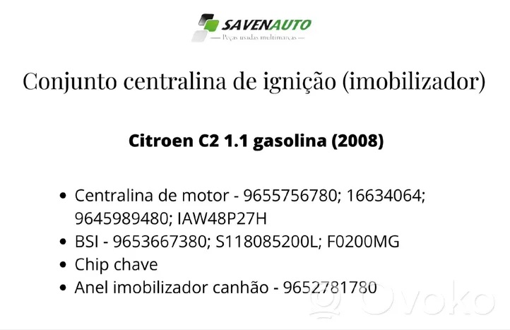 Citroen C2 Modulo di controllo avvio/arresto 