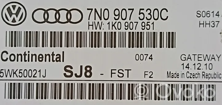 Volkswagen Golf VI Tavaratilan kannen avaamisen ohjausyksikkö 7N0907530C