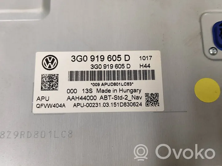 Volkswagen PASSAT B8 Radio/CD/DVD/GPS-pääyksikkö 3G0919605D