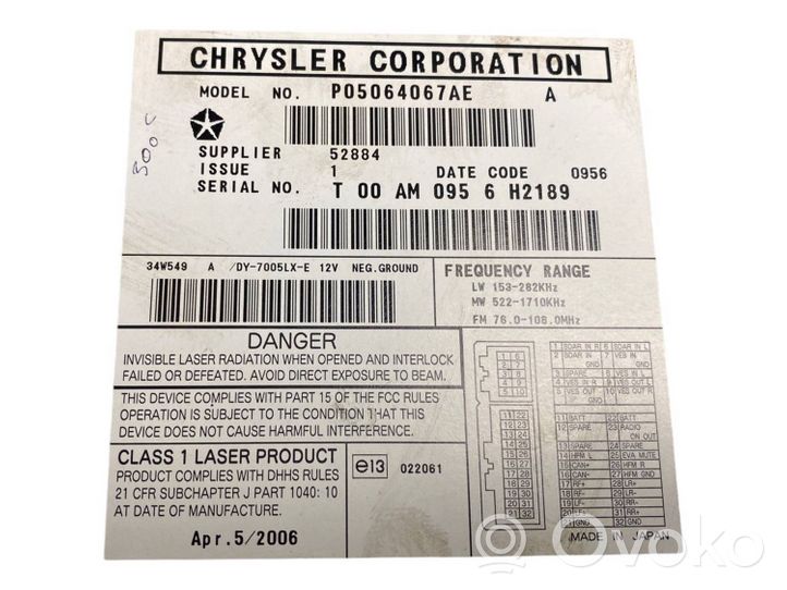 Chrysler 300 - 300C Radija/ CD/DVD grotuvas/ navigacija P05064067AF