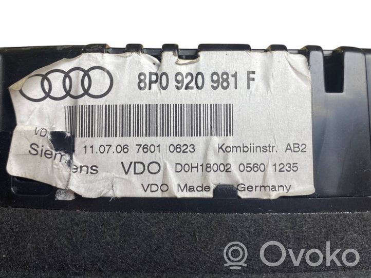 Audi A3 S3 A3 Sportback 8P Licznik / Prędkościomierz 8P0920981F