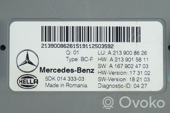Mercedes-Benz E W213 Korin keskiosan ohjainlaite A2139008626