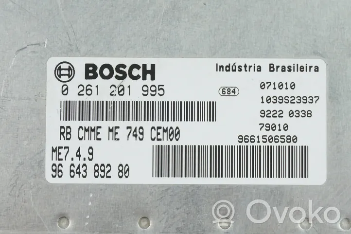 Peugeot 307 Unité de commande, module ECU de moteur 9664389280